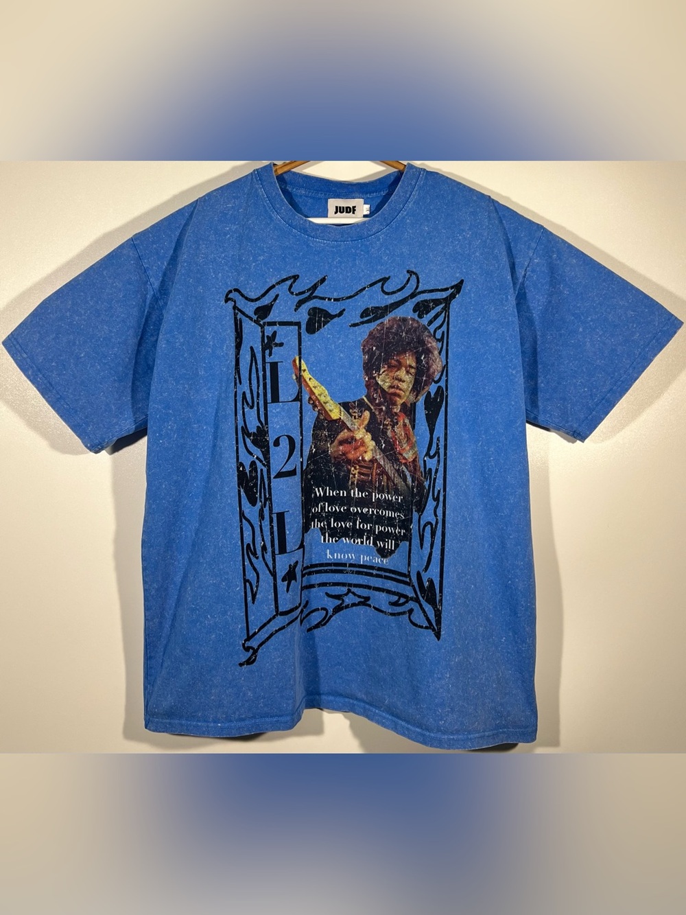 JUDF Jimi Hendrix Tee Blue Faded Vintage Wash Mens Size XL T Shirt Graphic